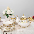 fanquare 21 Pieces Royal Floral Porcelain Tea Set with Sugar Bowl Creamer - Image 3