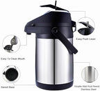 Insulated Thermal Coffee Carafe, 102oz (3L), Stainless Steel, Airpot Coffee Dispenser with Pump for Hot/Cold Drinks - Image 3