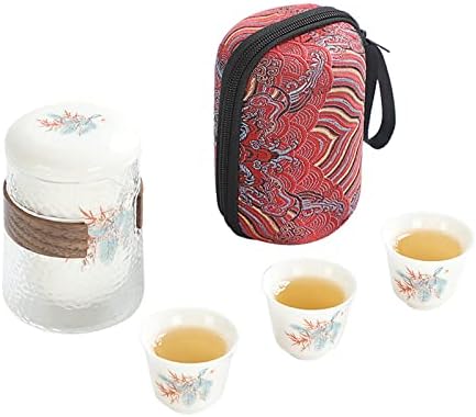 Clear Glass Teapot Tea Set with Removable Infuser Borosilicate Glass Tea Kettle, Includes 4 Ceramic Tea Cups and A Portable Travel Bag,Style 3,Style 3 - Image 2