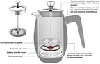 304 Grade Stainless Steel Insulated Coffee Press with Spoon, French Press Coffee Maker, Cold Brew Heat Resistant Thickened Borosilicate Coffee Pot for Camping Travel(11 8OZ/350ML), French Press c - Image 2