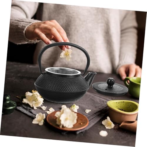 Small Cast Iron Teapot 0.3l Black, Vintage Iron Tea Pot with Infuser Xmas - Image 3