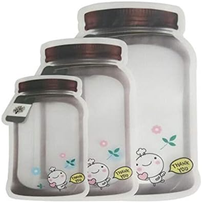 50 Pieces Stand Up Mason Jar Pattern Ziplock Bags Plastic Pouch Cute Bottle Shape Smell Proof Packaging Pouches (Flower,6.7x9.6 Inch) by Unknown