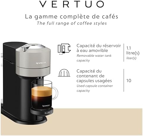 Nespresso Vertuo Next Coffee Machine with Milk Frother, Light Grey - Image 4