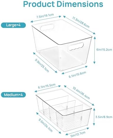 Vtopmart 8 Pack Clear Storage Bins Set for Pantry Organizer - Image 2