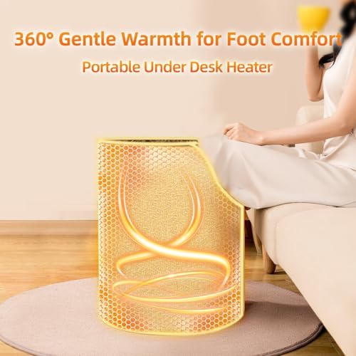 Under Desk Heater, Electric Foot Warmer for Office & Home, Quiet Portable Feet Warmer with Heated Floor Mat, Foot heater with Thermostat and Timer Indoor Use for Foot Leg Grey Cylindrical UEMUSI - Image 2