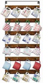 Huxitocan Wall Mount Coffee Mug Holder - Rustic Wood and Iron, Holds Up to 24 Mugs (3Pack) for Kitchen, Home, Coffee Bar by Huxitocan