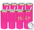 20 oz Skinny Tumblers Bulk with Lids and Straws Rosy,8 pack by MetalyaTumblers