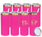 20 oz Skinny Tumblers Bulk with Lids and Straws Rosy,8 pack by MetalyaTumblers