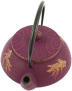 Iwachu Japanese Iron Teapot Tetsubin Gold and Purple Goldfish - Image 3