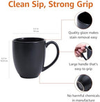 Amazon Basics 12-Pack Matte Black Ceramic Coffee Mug, 16 ounces, Microwave and Dishwasher Safe, Stoneware, Commercial-Grade - Image 3