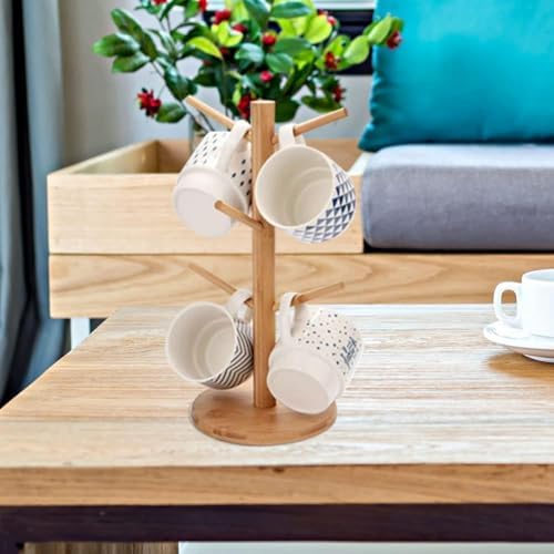 Cup Stand,Mug Stand,Tree Shape Hanging Display Shelf Creative Wooden Mug Hanging Holder Table Supplies Space Saving for Home Kitchen Mug Stands - Image 4