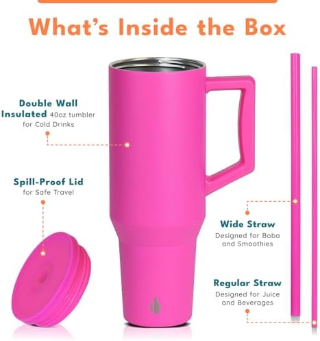 Elemental Spill Proof 40oz Insulated Tumbler with Handle & Straw Travel Mug - Image 3