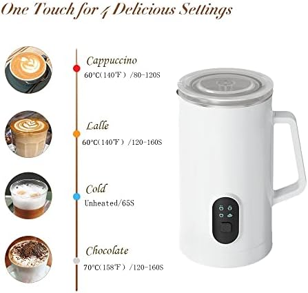Milk Frother and Warmer, 4 in 1 Electric Foam Maker Stainless Steel Milk Steamer with Hot & Cold Milk Automatic Milk Warmer for Coffee, Latte, Hot Chocolates, Cappuccino (White) - Image 2