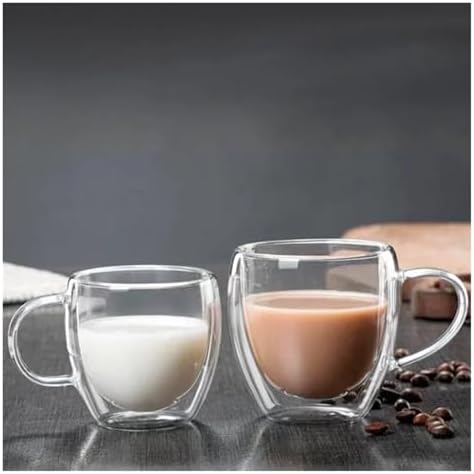 Coffee Mug 4 Sizes Heat Resistant Clear Double Wall High Borosilicate Glass Mug with Handle Coffee Milk Juice Water Cup Espresso Shot Glass(450ml) - Image 4