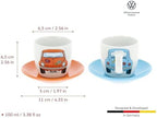 BRISA VW Collection - Volkswagen Espresso Cups Coffee-Tea-Cappuccino Set in Beetle Design (Beetle Front/100ml/3.4 fl oz) (Set of 2 (light blue, orange)) - Image 3