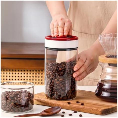 Vacuum Sealed Press Type Coffee Bean Storage Can Glass Canister Durable Tea Preservation Evacuated Storage Bottle for Home Use(1200ML C4533C) - Image 5