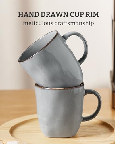famiware Coffee Mugs Set of 4, Ocean Square 13oz Coffee Cup Set with Handle - Image 5