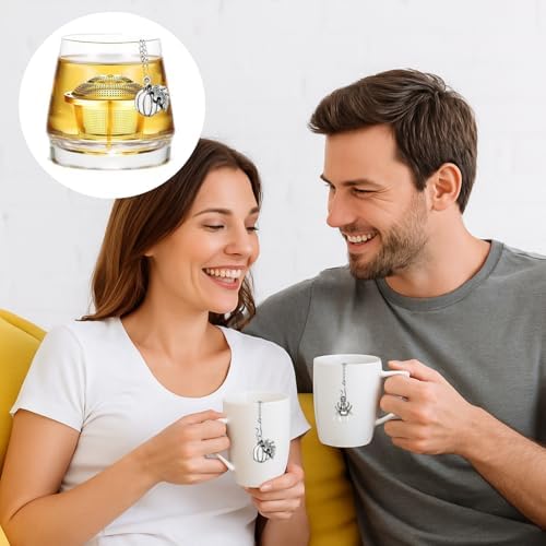 6 Pcs Stainless Steel Tea Infusers for Loose Leaf Tea, Fine Mesh Tea Strainers with Spider, Pumpkin, Bat Designs, Hanging Hooks for Easy Use, for Black, Green and Herbal Teas - Image 4