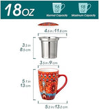 vancasso 18 Oz Tea Infuser Mug with Lid, Crimson Sunburst - Image 2