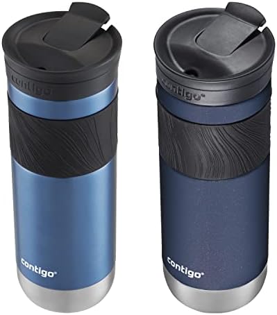 Contigo SNAPSEAL Insulated Stainless Steel Travel Mug with Grip. Blue Corn Transparent Satin & Midnight Berry, 20 oz (Pack of 8) - Image 3