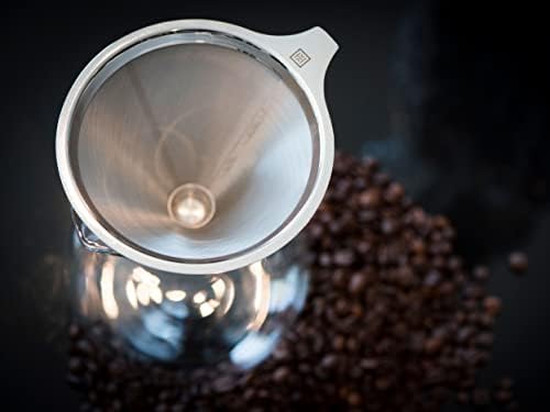 HUTCH Glass Pour Over Coffee Brewer with Double Mesh Stainless Steel Filter - Pour Over Coffee Maker Glass Carafe - 1 L - Image 5