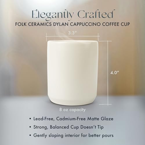 Folk Ceramics Dylan Cappuccino Cups, Fog Grey, Set of 2, 8oz - Image 5