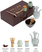 Matcha Tea Whisk Set, Matcha Tea Tool Matcha Bowl Whisk Scoop Ceramic Whisk Holder Caddy Teacup Mat Tea Ceremony Kit(A) - Image 5