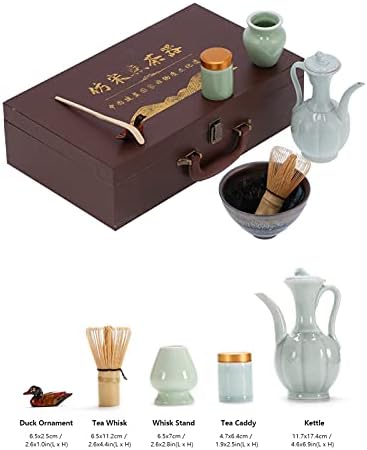 Matcha Tea Whisk Set, Matcha Tea Tool Matcha Bowl Whisk Scoop Ceramic Whisk Holder Caddy Teacup Mat Tea Ceremony Kit(A) - Image 5