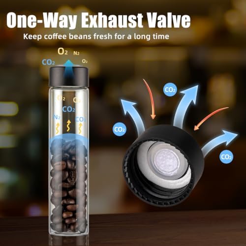 Light Blocking Glass Coffee Canister Set with Degassing Valve & Measuring Scoop for Coffee & Dry Food Storage - Image 7