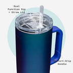Corkcicle Cruiser Insulated Tumbler with Handle & Straw, 40 oz, Dragonfly - Image 5