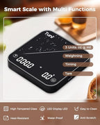 Tuni Rechargeable Mini Coffee Scale, Automatic Precise Timing Scale, Black - Image 4