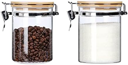 KKC HOME ACCENTS Glass Canisters with Airtight Lids 27oz, Jars Set of 2 by KKCHOMEACCENTSGmbH