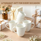 Porcelain Mug Set of 6, 12 oz White Coffee Cups - Image 7