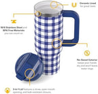 RTIC 30oz Road Trip Tumbler, Insulated, Ceramic Lined, Cobalt Gingham - Image 3