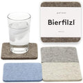 Graf Lantz - Bierfilzl Merino Wool Square Coasters Set of 4 - Cobblestone (4"x4"x5mm) - Absorbs 30% Weight, Natural German Wool - Heat Resistant, Sustainable, Reusable - Home Decor, Coffee Table Decor by GrafLantz