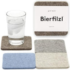 Graf Lantz - Bierfilzl Merino Wool Square Coasters Set of 4 - Cobblestone (4"x4"x5mm) - Absorbs 30% Weight, Natural German Wool - Heat Resistant, Sustainable, Reusable - Home Decor, Coffee Table Decor by GrafLantz