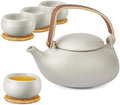 ZENS Japanese Teapot Set with 4 Cups, 27oz Minimalist Ceramic Infuser Pot by ZENSLIFESTYLE