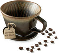 Gomakren 6 Ounce Cappuccino Cups Set of 4 with Saucers & Metal Rack & Pour Over Coffee Maker 3 Hole Cone Brewer, Ceramic Coffee Dripper by Gomakren