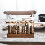 Coffee Storage Jar Airtight Glass Canister Tube Wooden Display Stand Single Dose Vial Funnel Sealed Organizer Suitable for Kitchen Restaurant B, 6 Hole 17g - Image 4