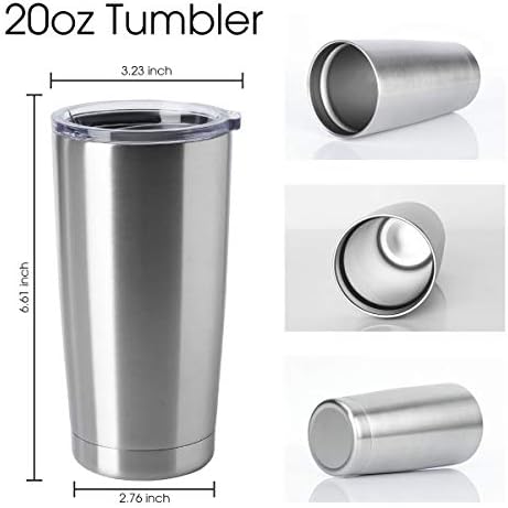 HASLE OUTFITTERS 20oz Stainless Steel Tumblers Bulk, Insulated Travel Cup with Lid, Double Wall Vacuum Coffee Mug for Cold & Hot Drinks 4 Pack, Silver - Image 2