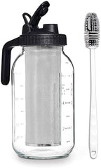 COOK WITH COLOR Cold Brew Coffee Maker - 64oz Mason Jar Pitcher with Stainless Steel Filter, Airtight Glass Jar, Pour Spout Lid & Handle, Ideal for Iced Coffee & Tea, Includes Brush, Black - Image 2