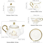 fanquare 22 Piece British Gold Tulip New Bone China Tea Coffee Set - Image 6