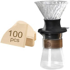 1PC Pour Over Coffee Maker Set, Portable Coffee Pot Filter- Include 500ml/16oz Borosilicate Glass Coffee Sharing Pot, Silicone Filter Cup Funnel, 100pcs Paper Filter for Coffee Shop (Transparent) by Unknown