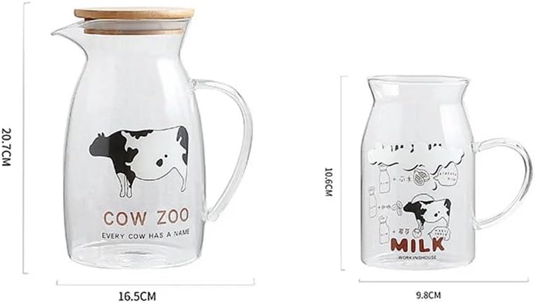Water Pitcher Lovely Cow Glass Set One Pot Four Cups Five Piece Set Milk Cup Household Cold Water Kettle Ins Wind Cartoon Coffee Mugs Water Jug - Image 2