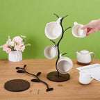 2Pcs Mug Holder Stand, Iron Countertop Mug Tree 5 HooksTree Rack for Counter Cafe Accessories Breakroom Decor & Kitchen Organizer Storage Stand (Black) - Image 3
