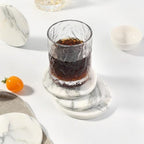 Koville Marble Coasters Set of 6 for Home Décor, 3.9" Inches Handmade Round Coaster, Luxury Aesthetic Modern Drink Coaster for Table Décor, Coasters for Dining, Bar or Office (Arabescato White) - Image 4