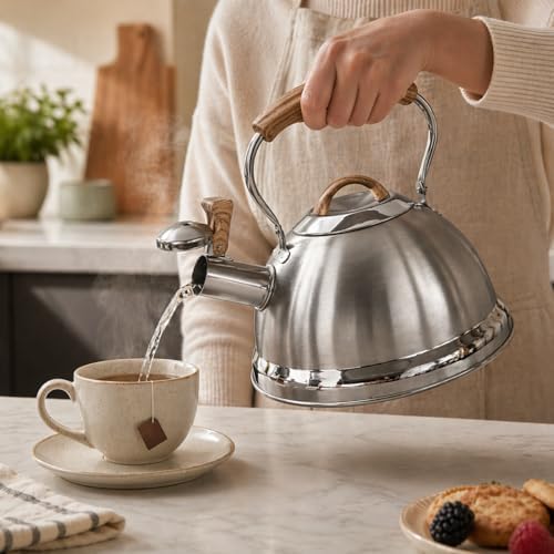 QNA Whistling Tea Kettle, 2.8L Stainless Steel Stovetop Wate Kettle - Image 6