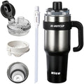 HI-Hotcup-42.58oz Insulated Stainless Steel Travel Mug with Handle, 316/Ceramic Liner Vacuum Tumbler, Leak-Proof Hot Cold Coffee Cup with Straw & Tea Infuser for Car, Outdoor-002 by Unknown