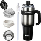 HI-Hotcup-42.58oz Insulated Stainless Steel Travel Mug with Handle, 316/Ceramic Liner Vacuum Tumbler, Leak-Proof Hot Cold Coffee Cup with Straw & Tea Infuser for Car, Outdoor-002 by Unknown