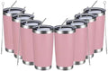 MEWAY 20oz Tumbler 8 Pack Double Wall Vacuum Insulated Travel Mug Bulk, Stainless Steel Tumblers with Lid and Straw, Durable Powder Coated Coffee Cups for Cold & Hot Drinks (Pink, 8) by MEWAY
